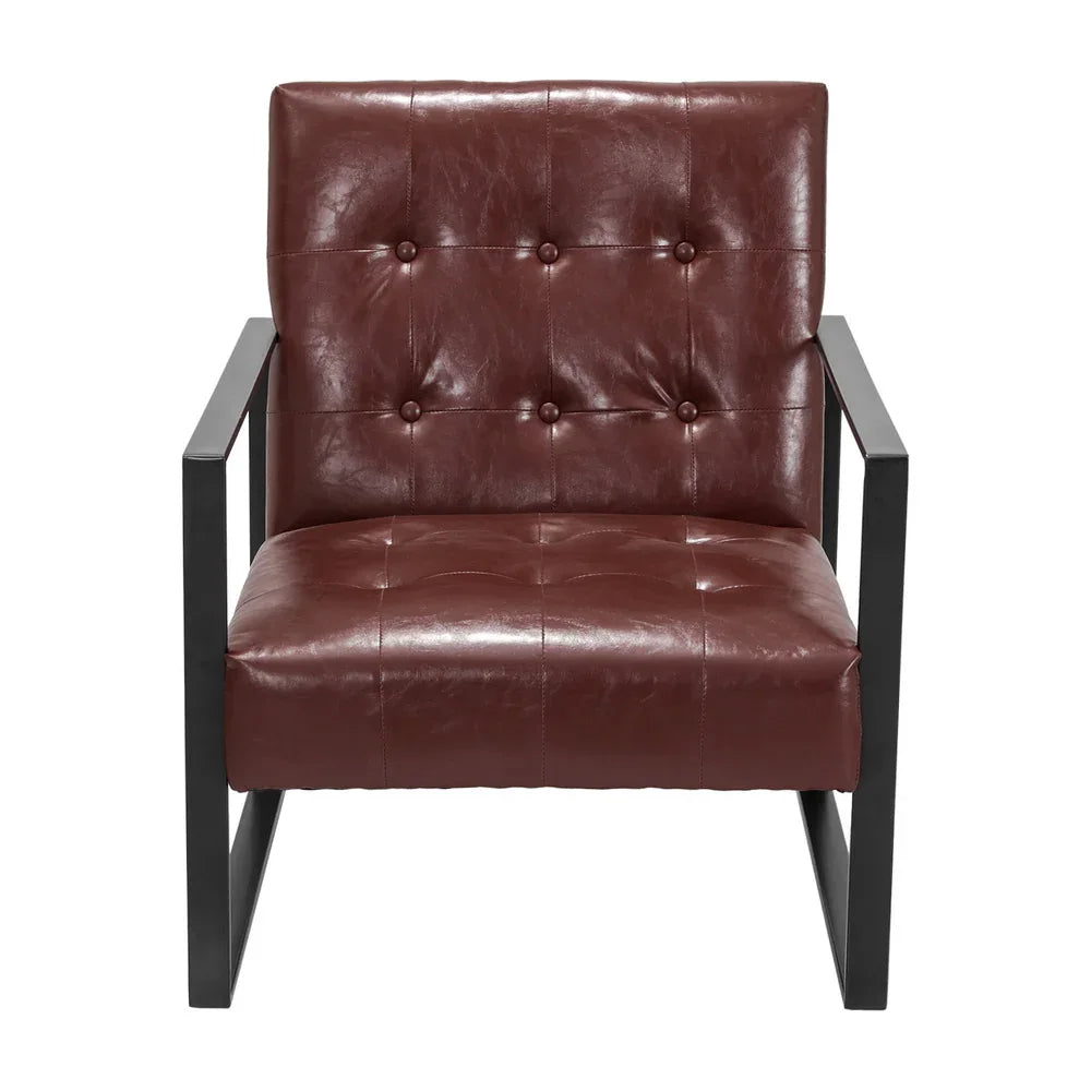Artiss Armchair Lounge Chair Accent Chairs PU Leather Sofa Brown Metal Frame - Mekamart Australia