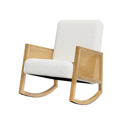 Artiss Armchair Rocking Chair Boucle Rattan White - Mekamart Australia