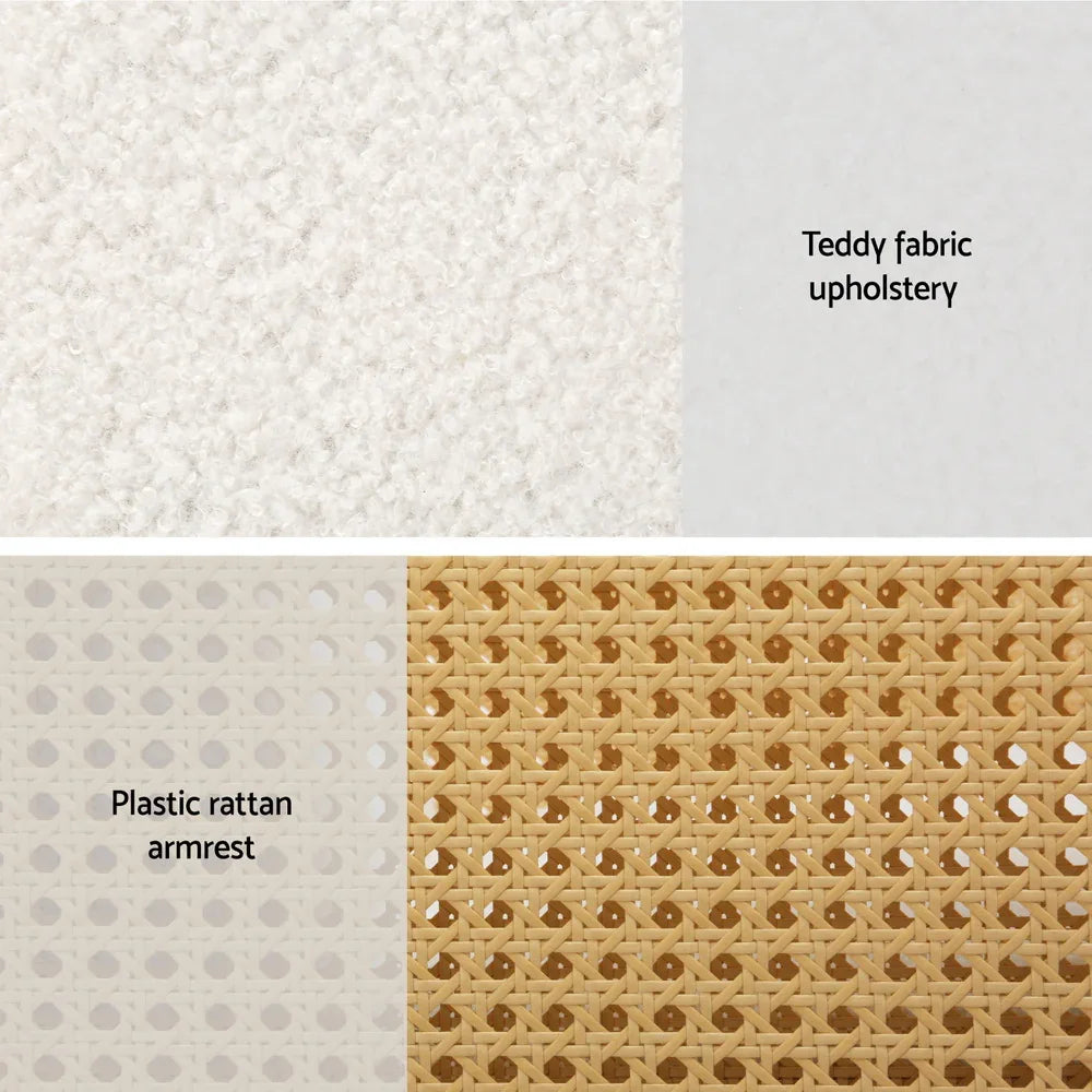 Artiss Armchair Rocking Chair Boucle Rattan White - Mekamart Australia