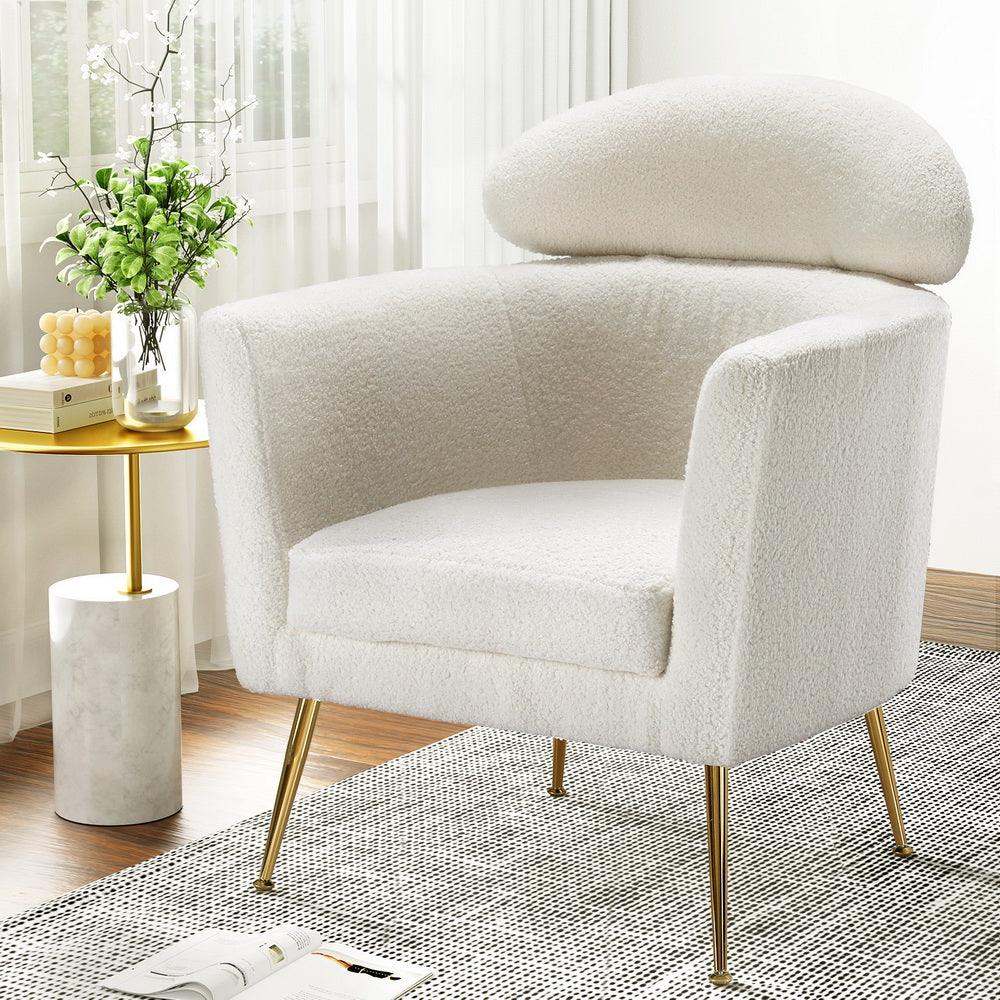 Artiss Armchair Boucle Fabric White Yoli - Mekamart Australia