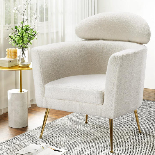 Artiss Armchair Boucle Fabric White Yoli - Mekamart Australia