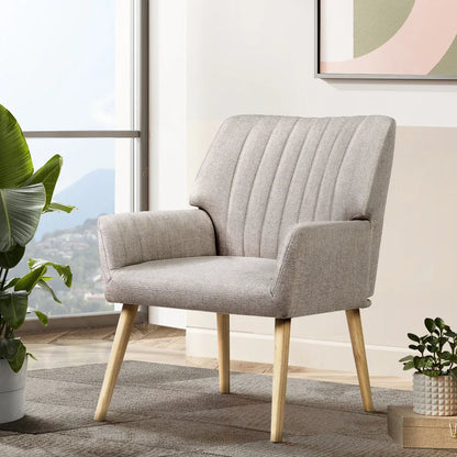 Artiss Armchair Fabric Beige Sebastini - Mekamart Australia
