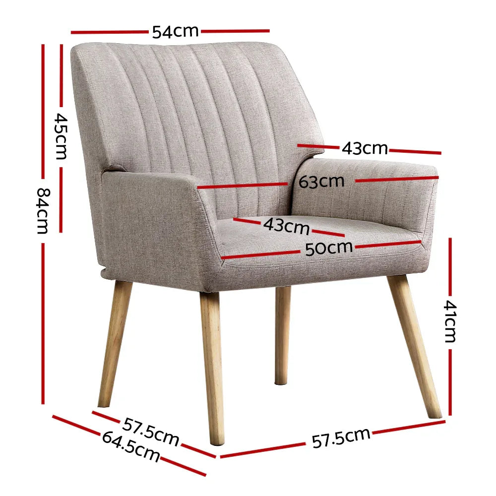 Artiss Armchair Fabric Beige Sebastini - Mekamart Australia