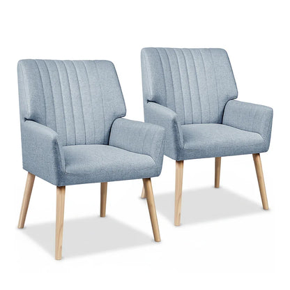 Artiss 2X Armchair Fabric Blue Grey - Mekamart Australia