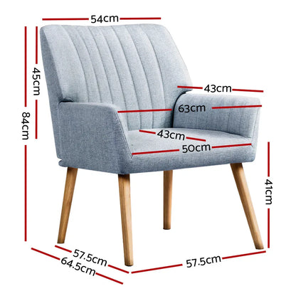 Artiss 2X Armchair Fabric Blue Grey - Mekamart Australia