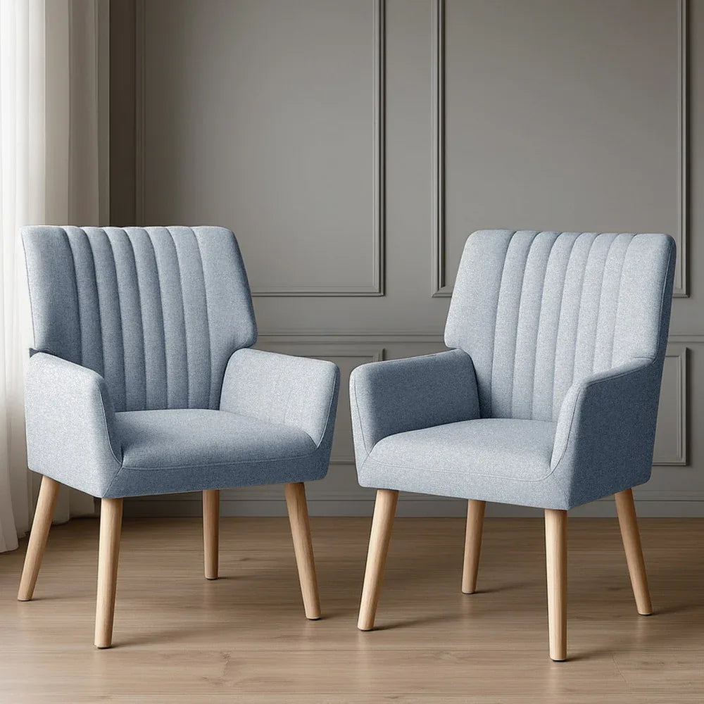 Artiss 2X Armchair Fabric Blue Grey - Mekamart Australia