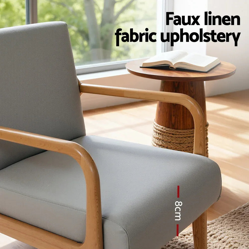 Artiss Armchair Fabric Light Grey - Mekamart Australia