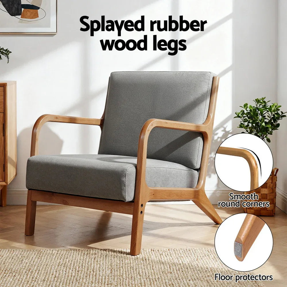 Artiss Armchair Fabric Light Grey - Mekamart Australia