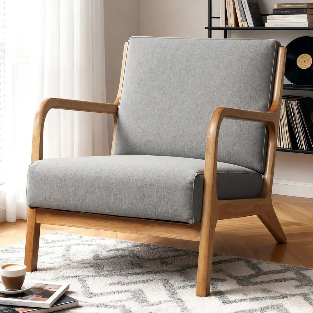 Artiss Armchair Fabric Light Grey - Mekamart Australia