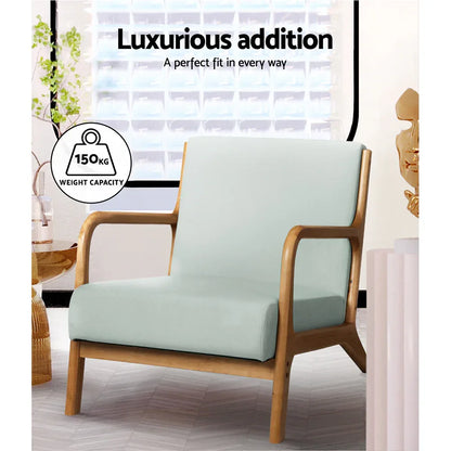 Artiss Armchair Fabric Grey Olive - Mekamart Australia