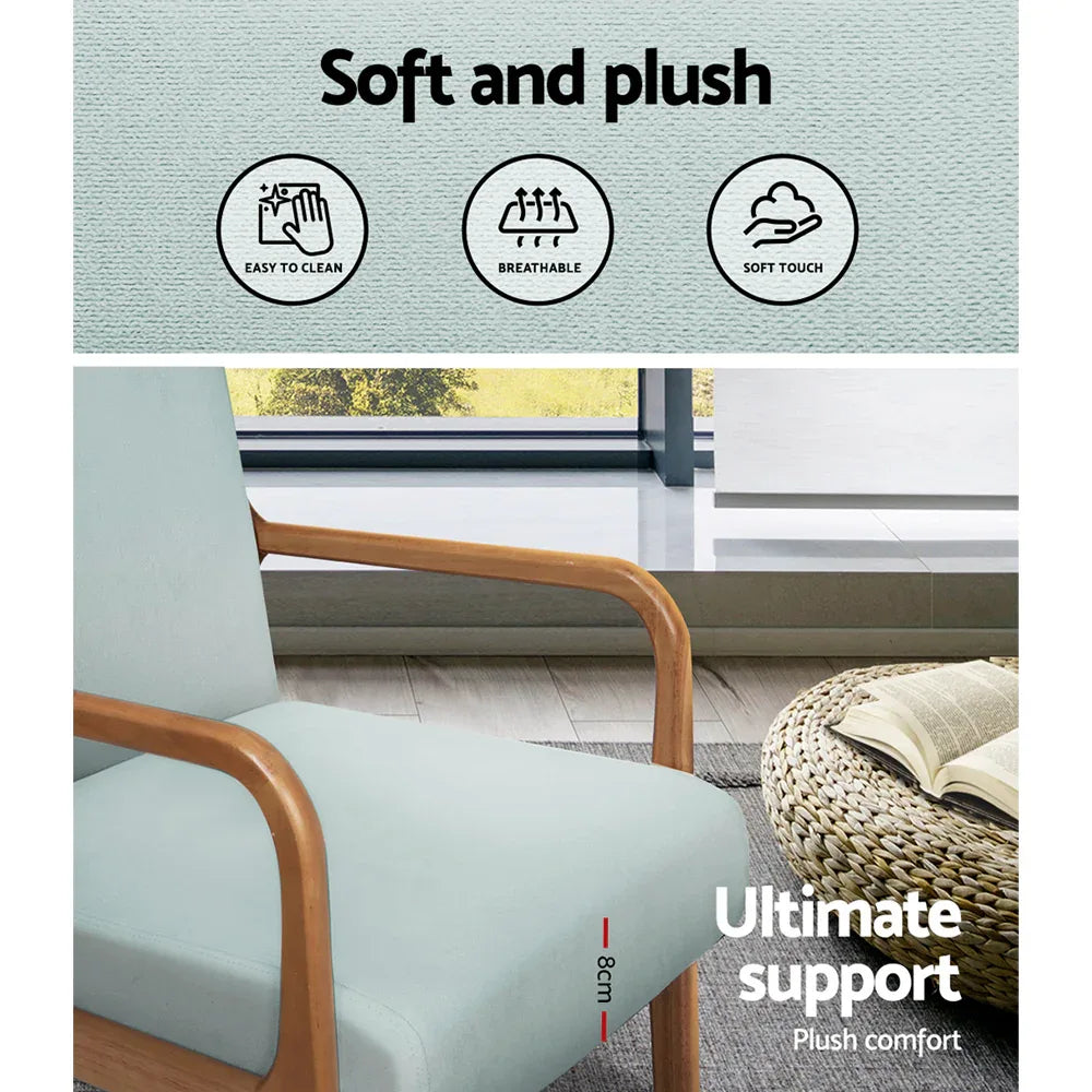 Artiss Armchair Fabric Grey Olive - Mekamart Australia