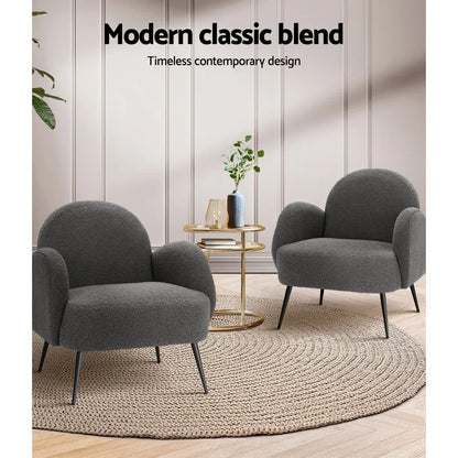 Artiss Armchair Boucle Charcoal Hanes - Mekamart Australia
