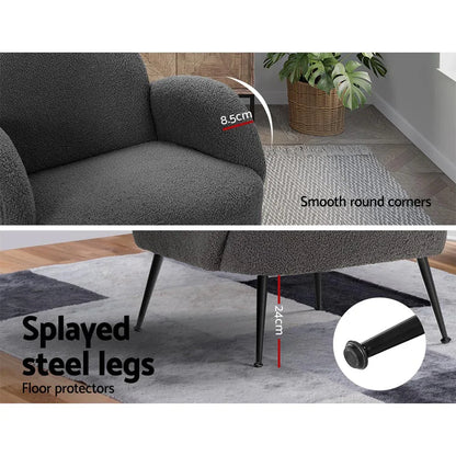 Artiss Armchair Boucle Charcoal Hanes - Mekamart Australia