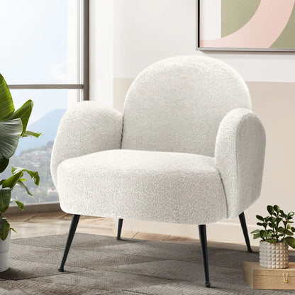 Artiss Armchair Boucle White Hanes - Mekamart Australia