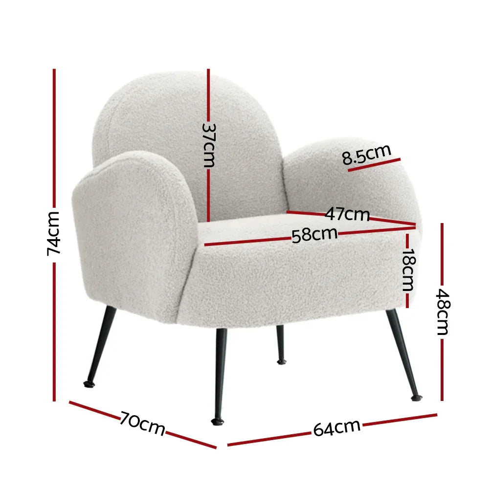 Artiss Armchair Boucle White Hanes - Mekamart Australia