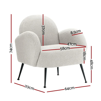 Artiss Armchair Boucle White Hanes - Mekamart Australia