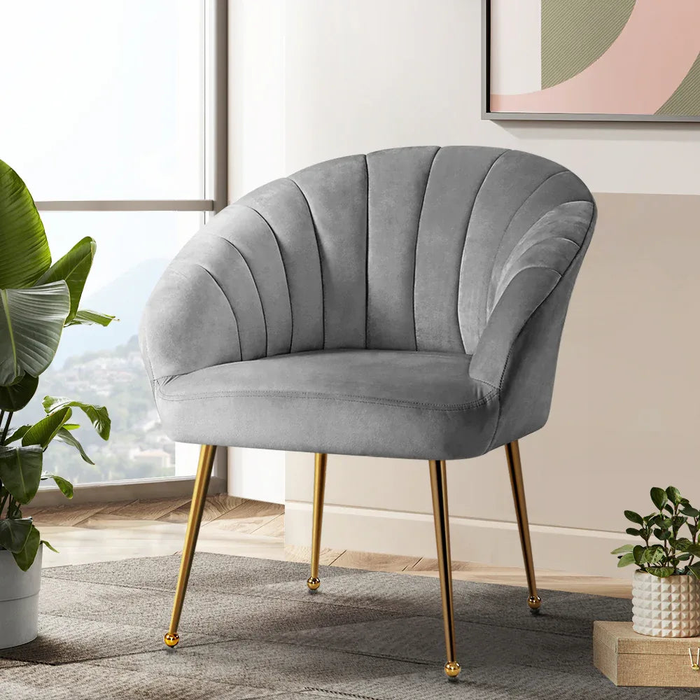Artiss Armchair Velvet Grey Eloise - Mekamart Australia
