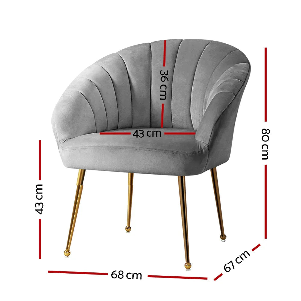 Artiss Armchair Velvet Grey Eloise - Mekamart Australia