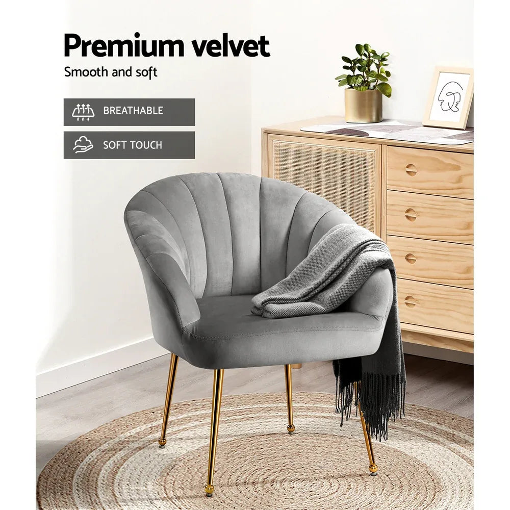 Artiss Armchair Velvet Grey Eloise - Mekamart Australia