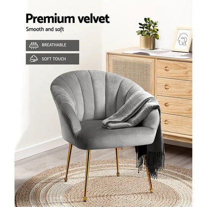 Artiss Armchair Velvet Grey Eloise - Mekamart Australia