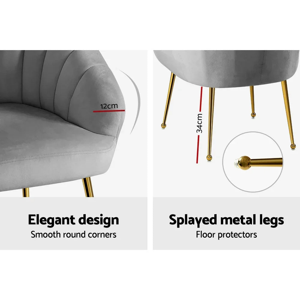 Artiss Armchair Velvet Grey Eloise - Mekamart Australia