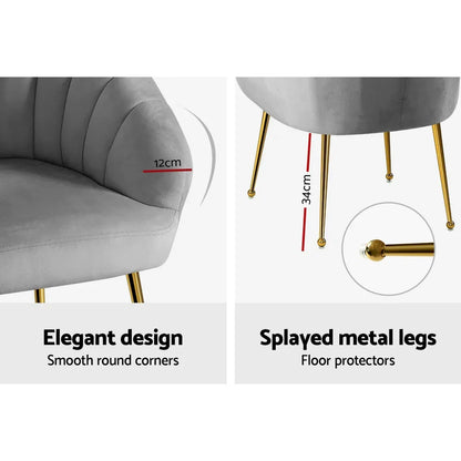 Artiss Armchair Velvet Grey Eloise - Mekamart Australia