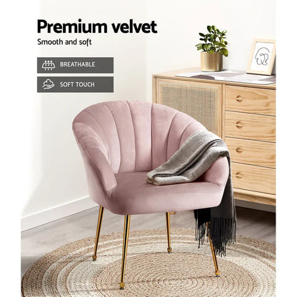 Artiss Armchair Velvet Pink Eloise - Mekamart Australia