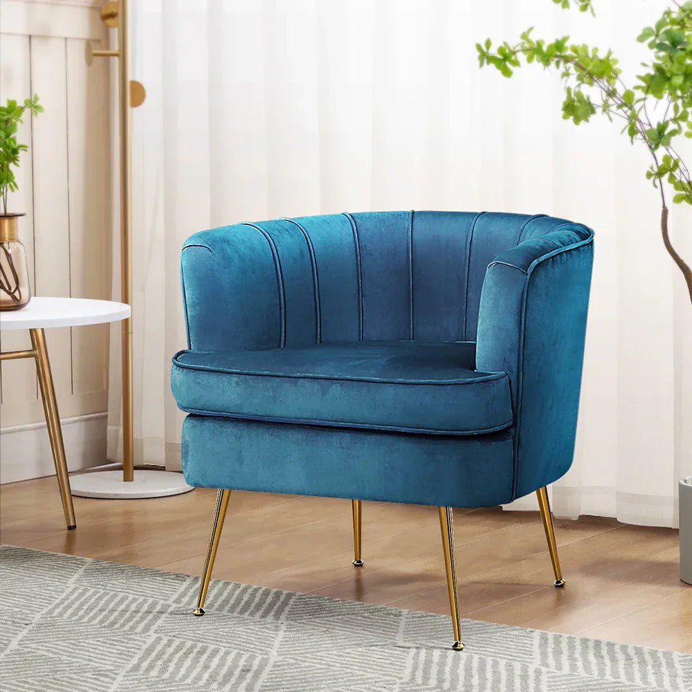 Artiss Armchair Velvet Blue Norvia - Mekamart Australia
