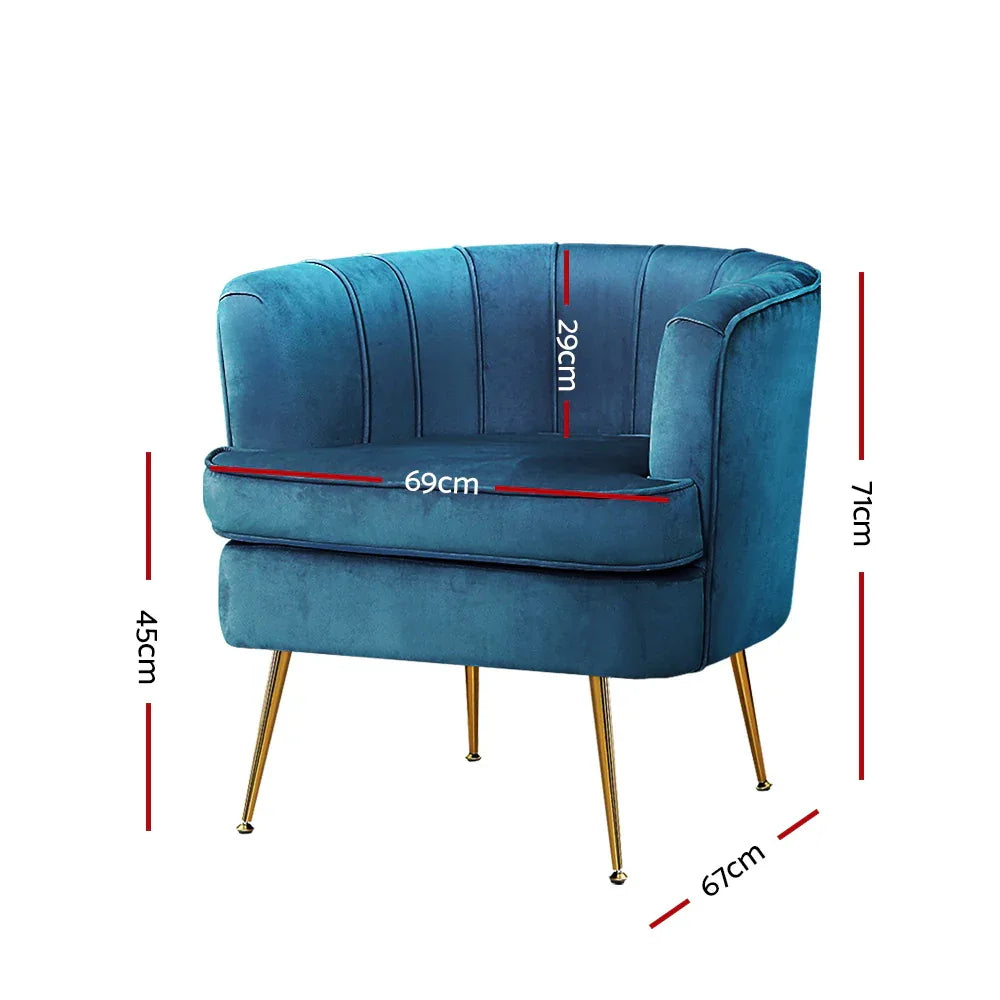 Artiss Armchair Velvet Blue Norvia - Mekamart Australia