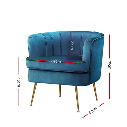 Artiss Armchair Velvet Blue Norvia - Mekamart Australia