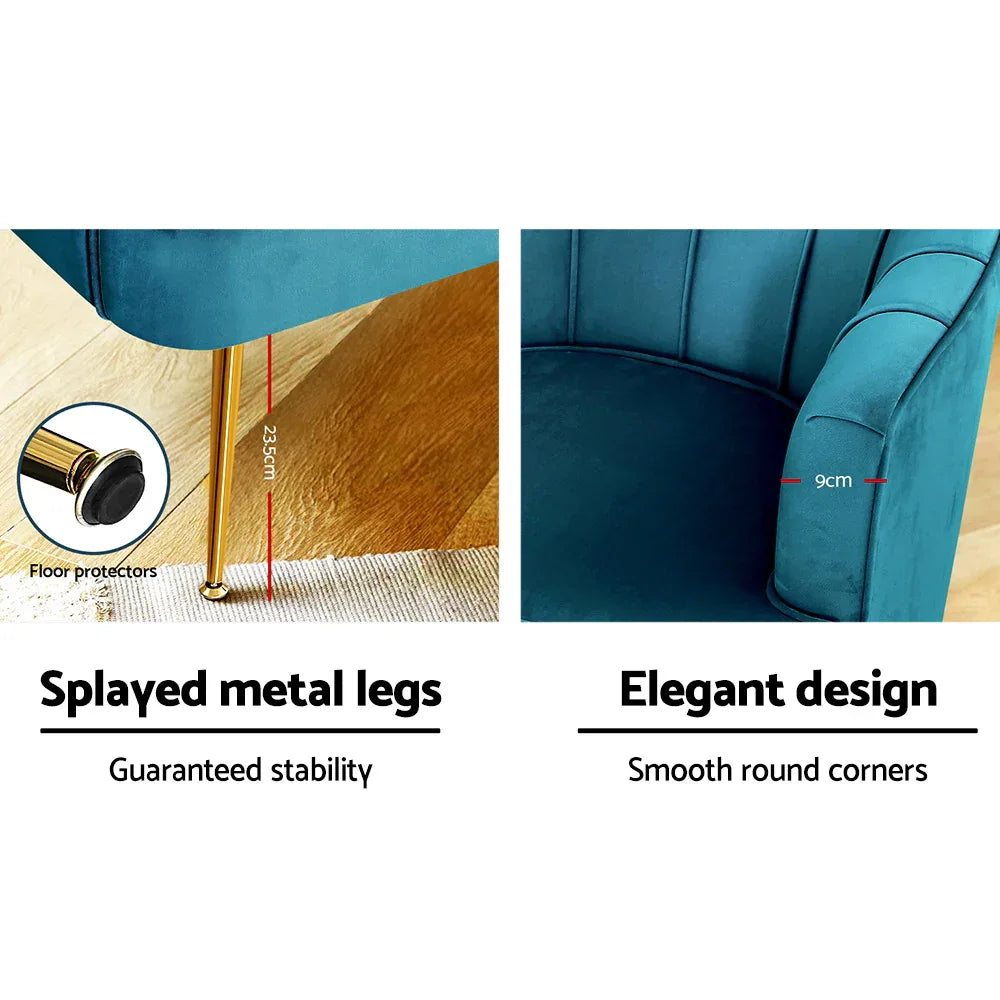 Artiss Armchair Velvet Blue Norvia - Mekamart Australia