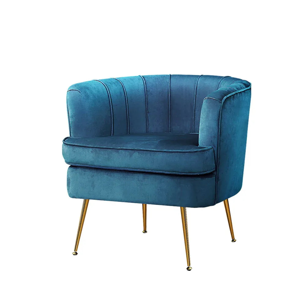 Artiss Armchair Velvet Blue Norvia - Mekamart Australia