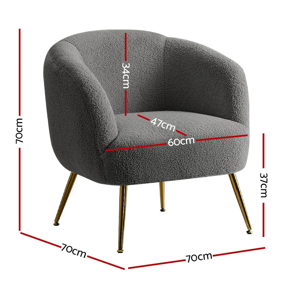 Artiss Armchair Lounge Chair Accent Chairs Arm Armchairs Sherpa Boucle Charcoal - Mekamart Australia