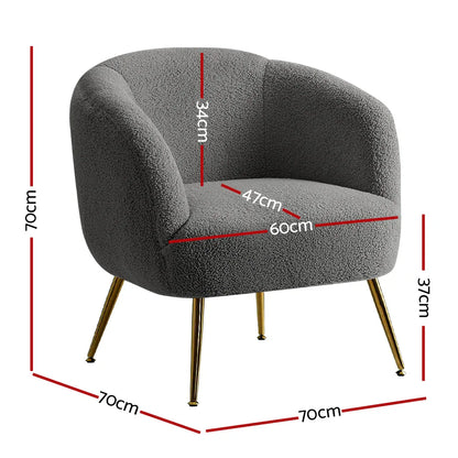 Artiss Armchair Lounge Chair Accent Chairs Arm Armchairs Sherpa Boucle Charcoal - Mekamart Australia