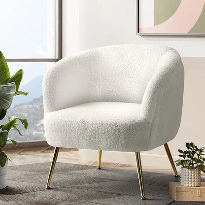 Artiss Armchair Lounge Chair Accent Chairs Armchairs Sherpa Boucle Sofa White - Mekamart Australia