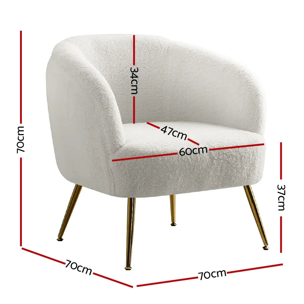 Artiss Armchair Lounge Chair Accent Chairs Armchairs Sherpa Boucle Sofa White - Mekamart Australia