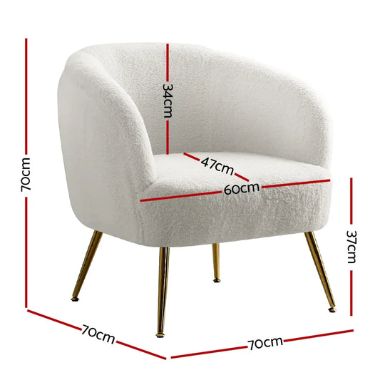 Artiss Armchair Lounge Chair Accent Chairs Armchairs Sherpa Boucle Sofa White - Mekamart Australia