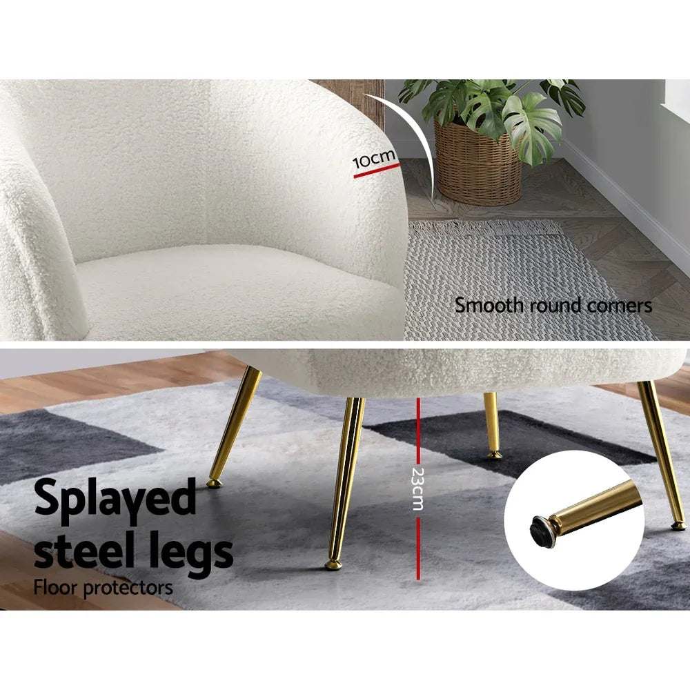 Artiss Armchair Lounge Chair Accent Chairs Armchairs Sherpa Boucle Sofa White - Mekamart Australia