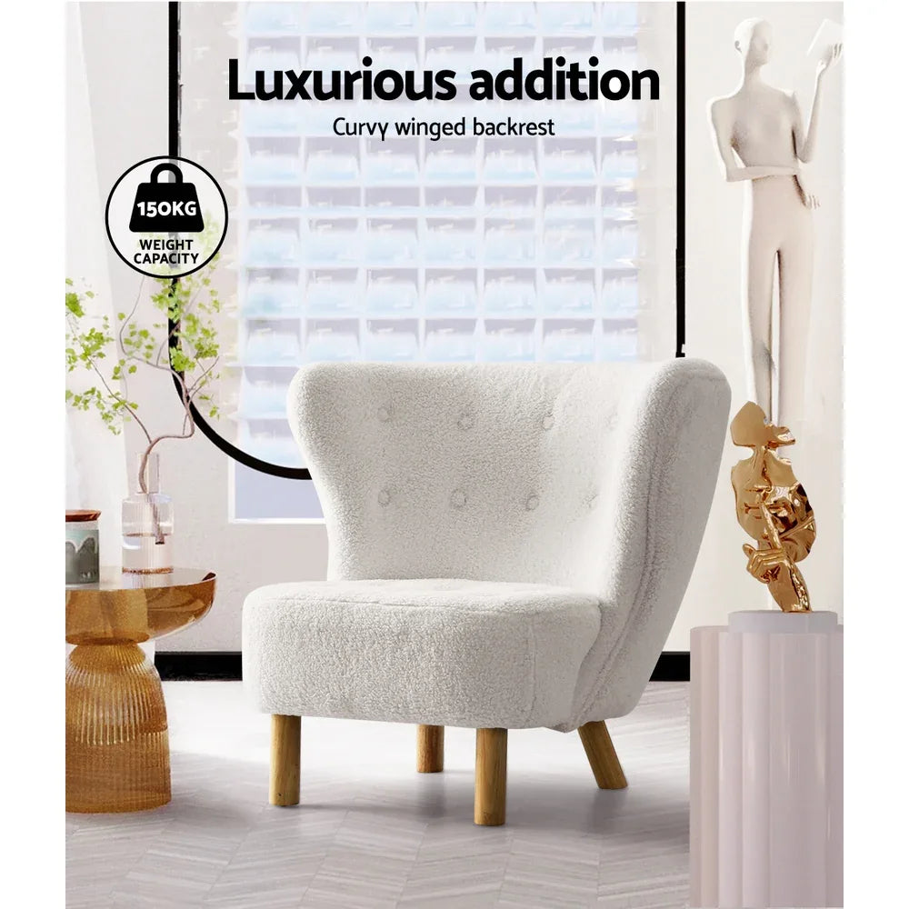 Artiss Armchair Lounge Accent Chair Armchairs Couch Chairs Sofa Bedroom White - Mekamart Australia