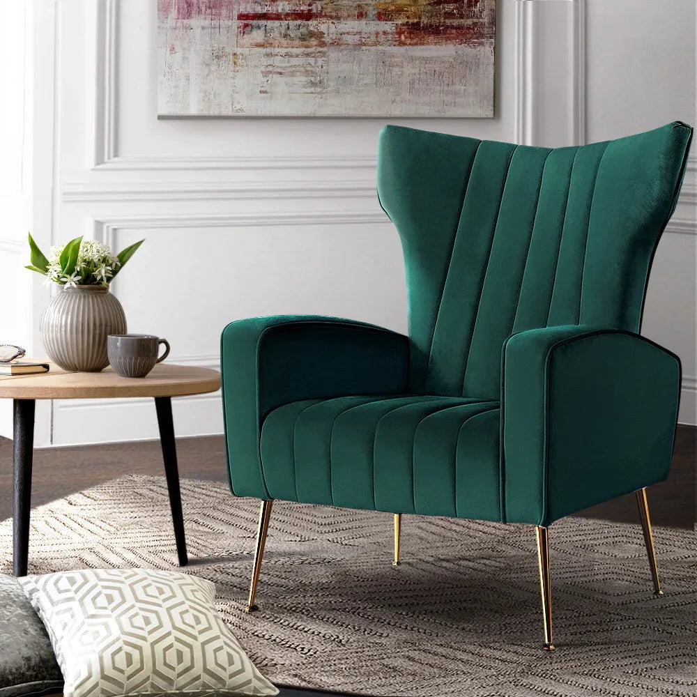 Artiss Armchair Green Velvet Kate - Mekamart Australia