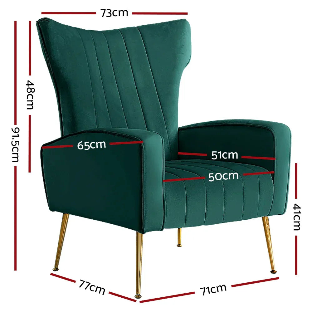Artiss Armchair Green Velvet Kate - Mekamart Australia