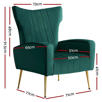Artiss Armchair Green Velvet Kate - Mekamart Australia