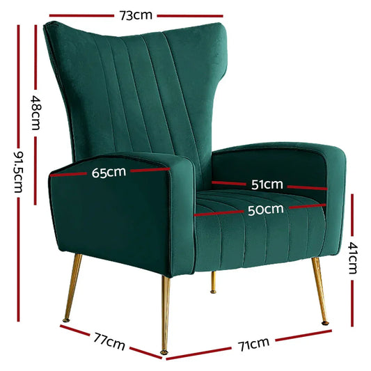 Artiss Armchair Green Velvet Kate - Mekamart Australia