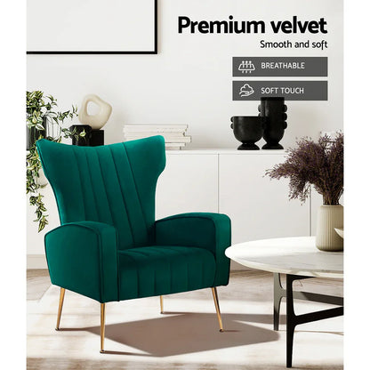Artiss Armchair Green Velvet Kate - Mekamart Australia
