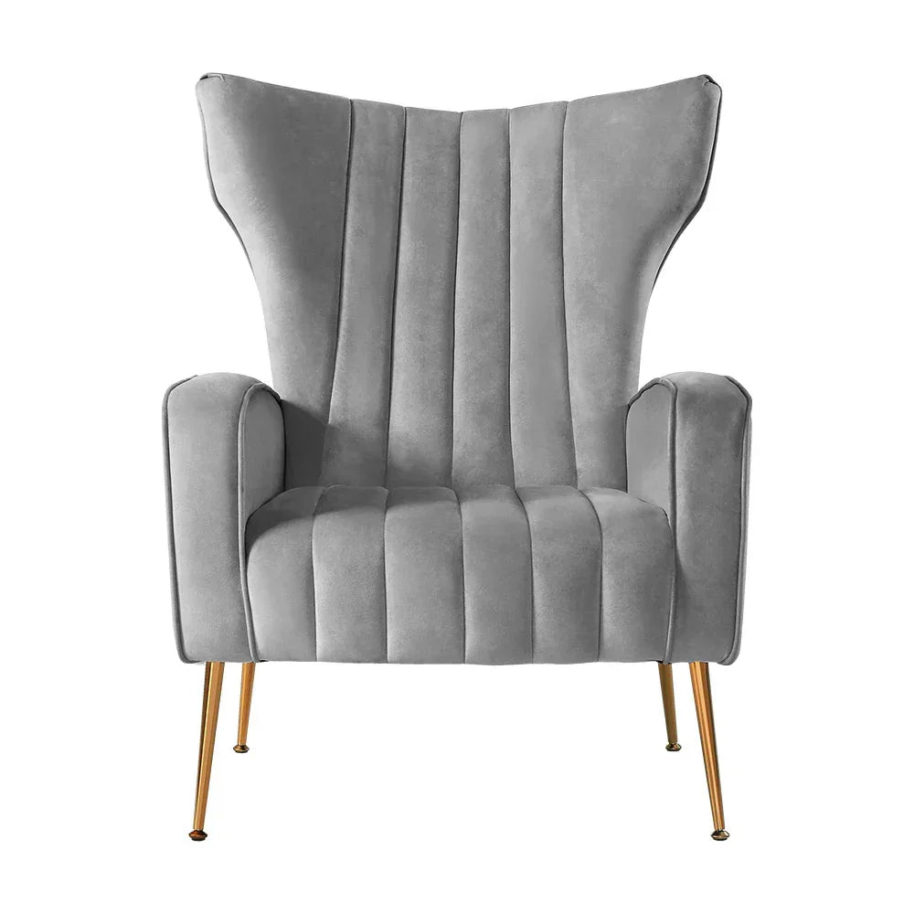 Artiss Armchair Grey Velvet Kate - Mekamart Australia