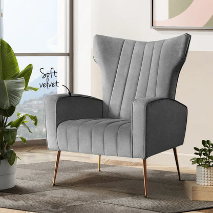 Artiss Armchair Grey Velvet Kate - Mekamart Australia