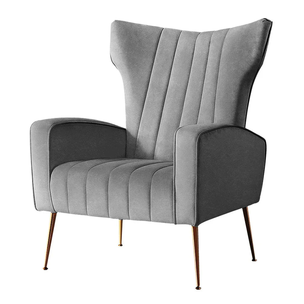 Artiss Armchair Grey Velvet Kate - Mekamart Australia