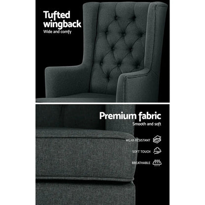 Artiss Rocking Chair Armchair Linen Fabric Charcoal Gaia - Mekamart Australia