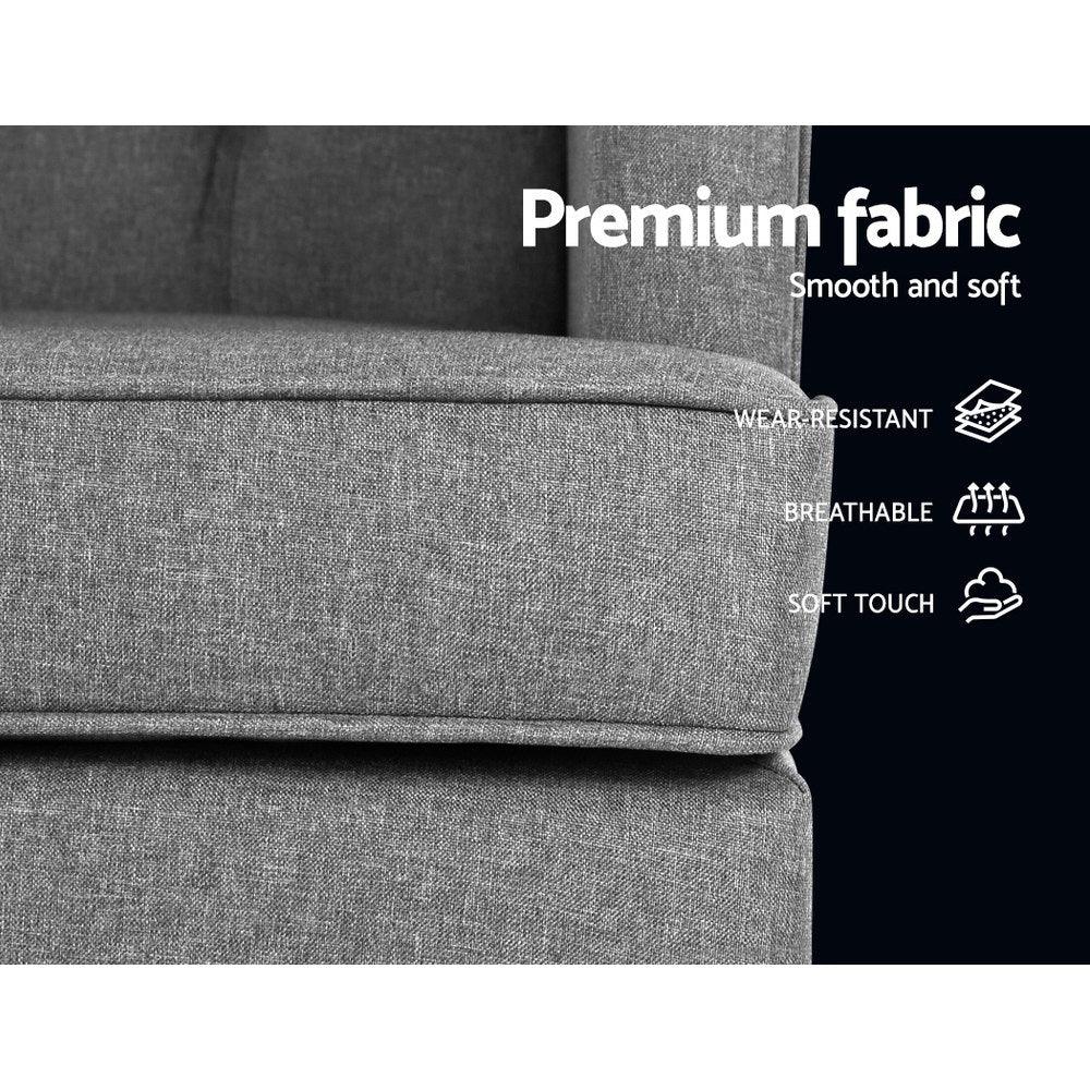 Artiss Rocking Chair Armchair Linen Fabric Grey Gaia - Mekamart Australia