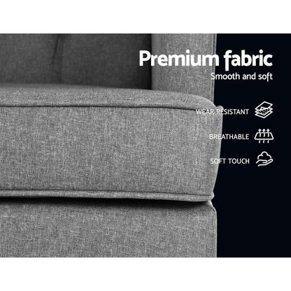 Artiss Rocking Chair Armchair Linen Fabric Grey Gaia - Mekamart Australia